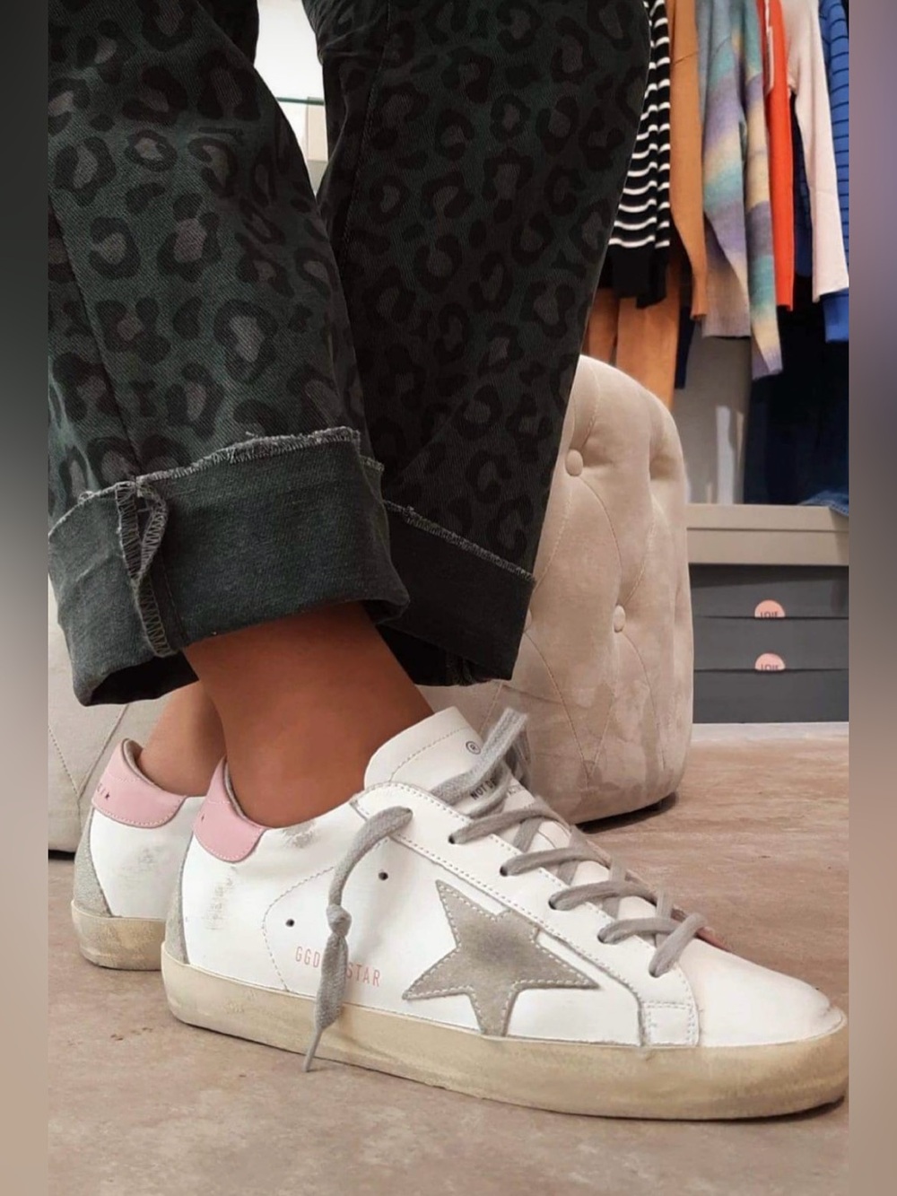 Golden Goose Superstar Sneaker White Leather/Pink Heel/Gray sz 40 New in Box